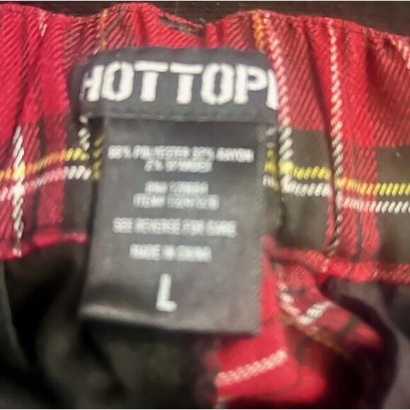 Hot Topic Large Solid Black Red Plaid Split Leg Pants Punk Rock Pockets - Picture 7 of 7